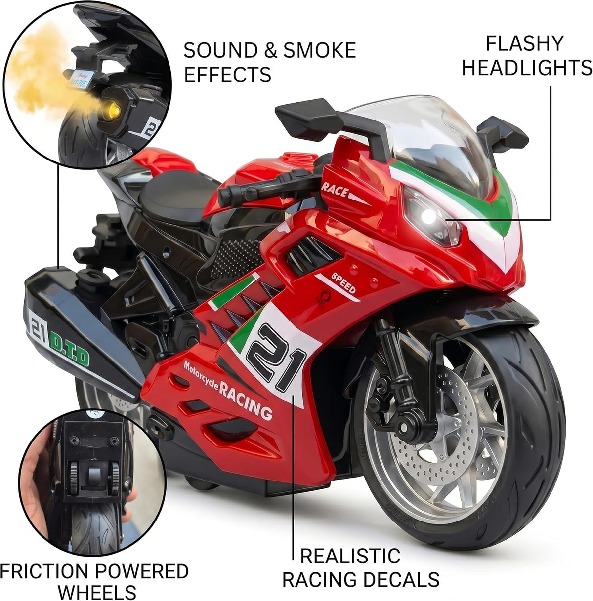 ..die cast bike mini with smoke & light