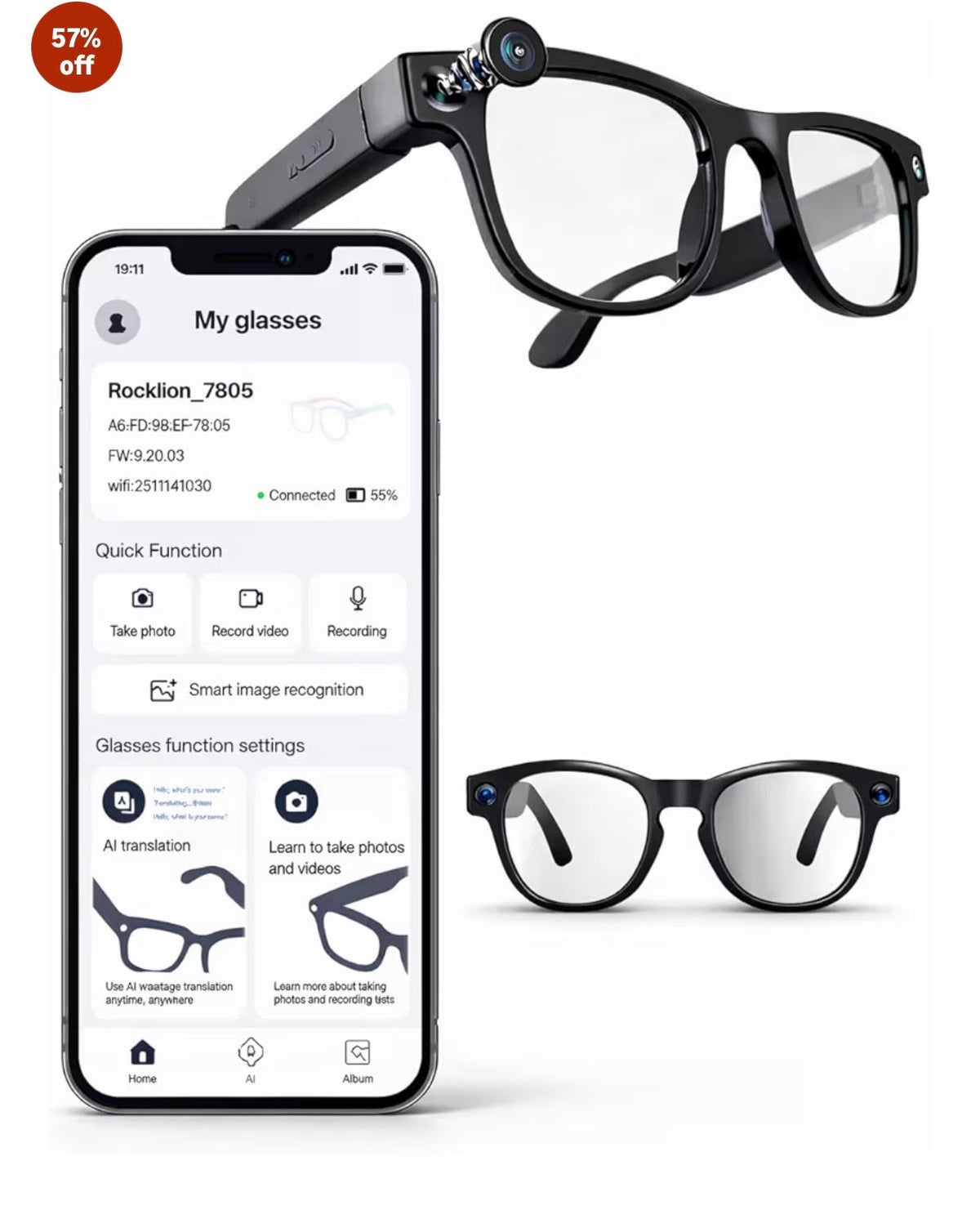 Smart AI Camera Glasses