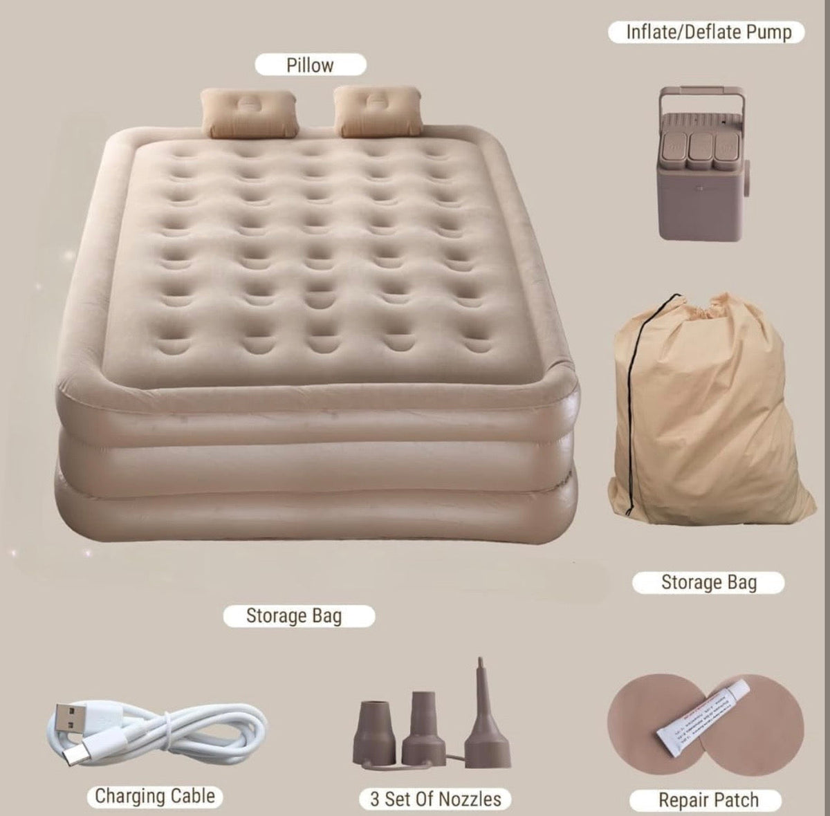 Inflatable Bed, Twin Portable Inflatable Air Mattress