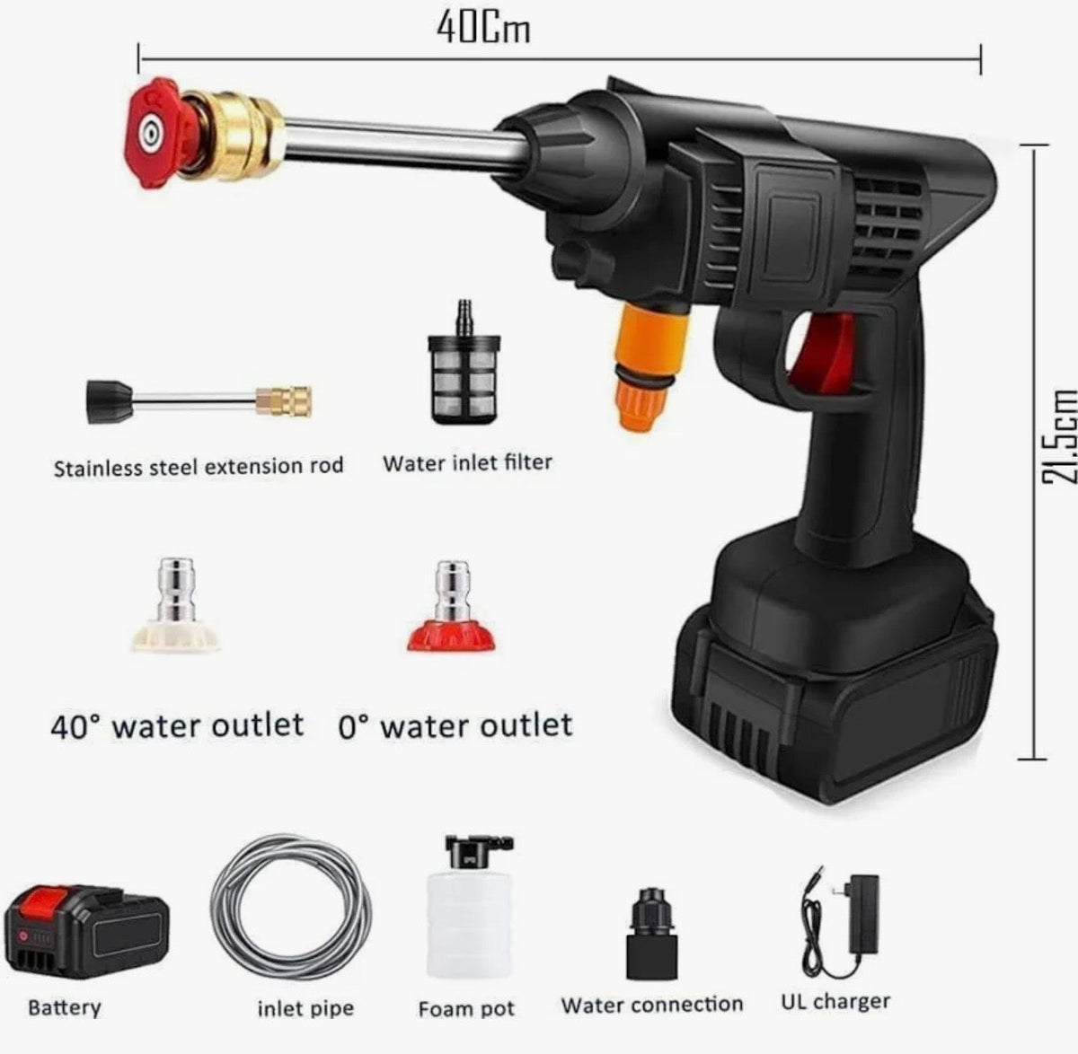 Car washing gun double battery