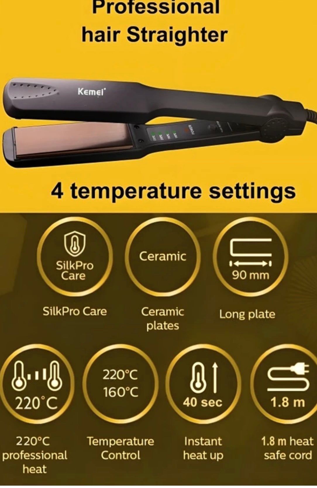 Ki mei KM-329 KM-329 Hair Straightener (Black)