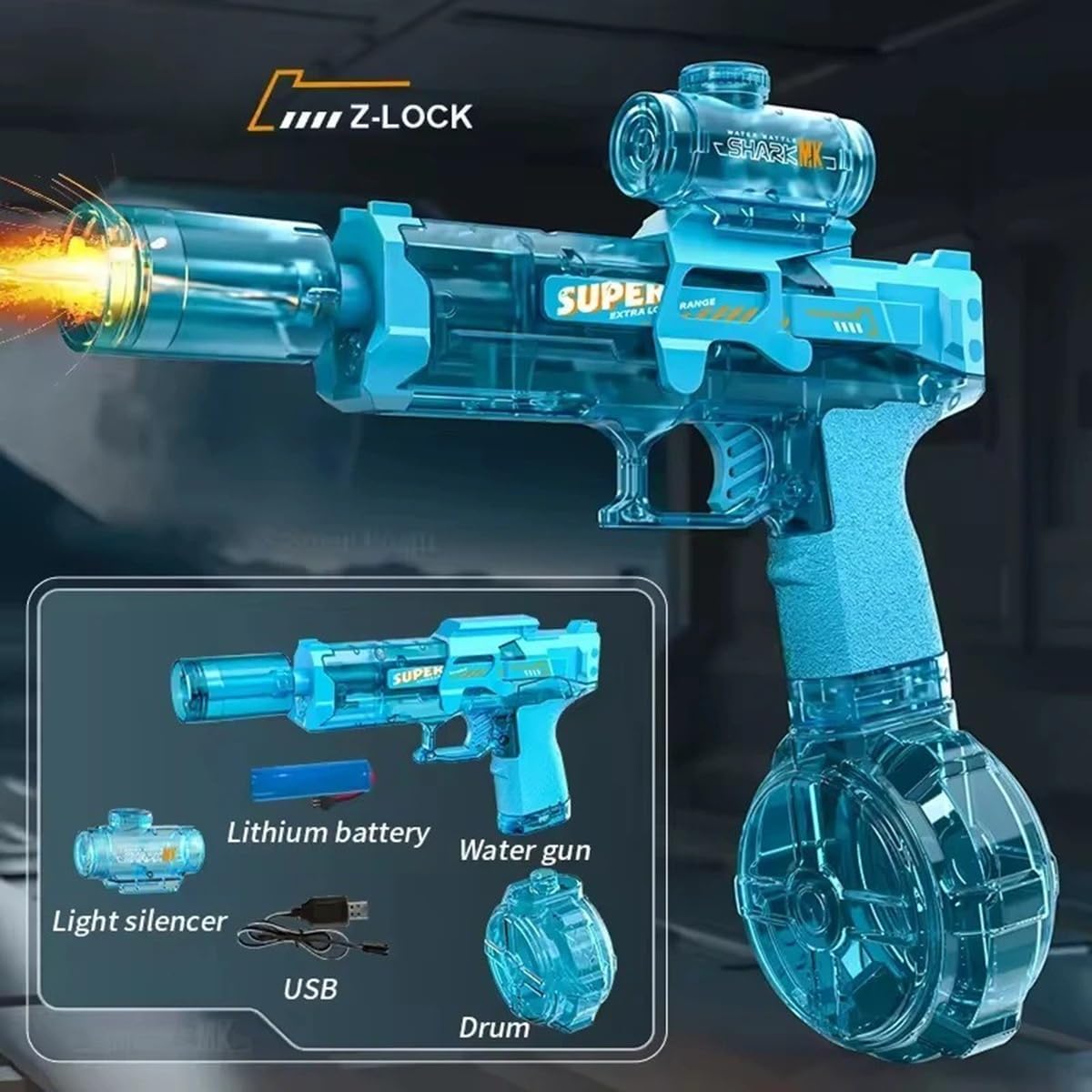 Water gun electric light
